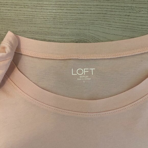 Loft Outlet Eyelet Balloon Sleeve Top Size Large Pink 100% Cotton - Picture 3 of 4